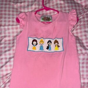 Pink Kids Shirt with Princess Embroidery